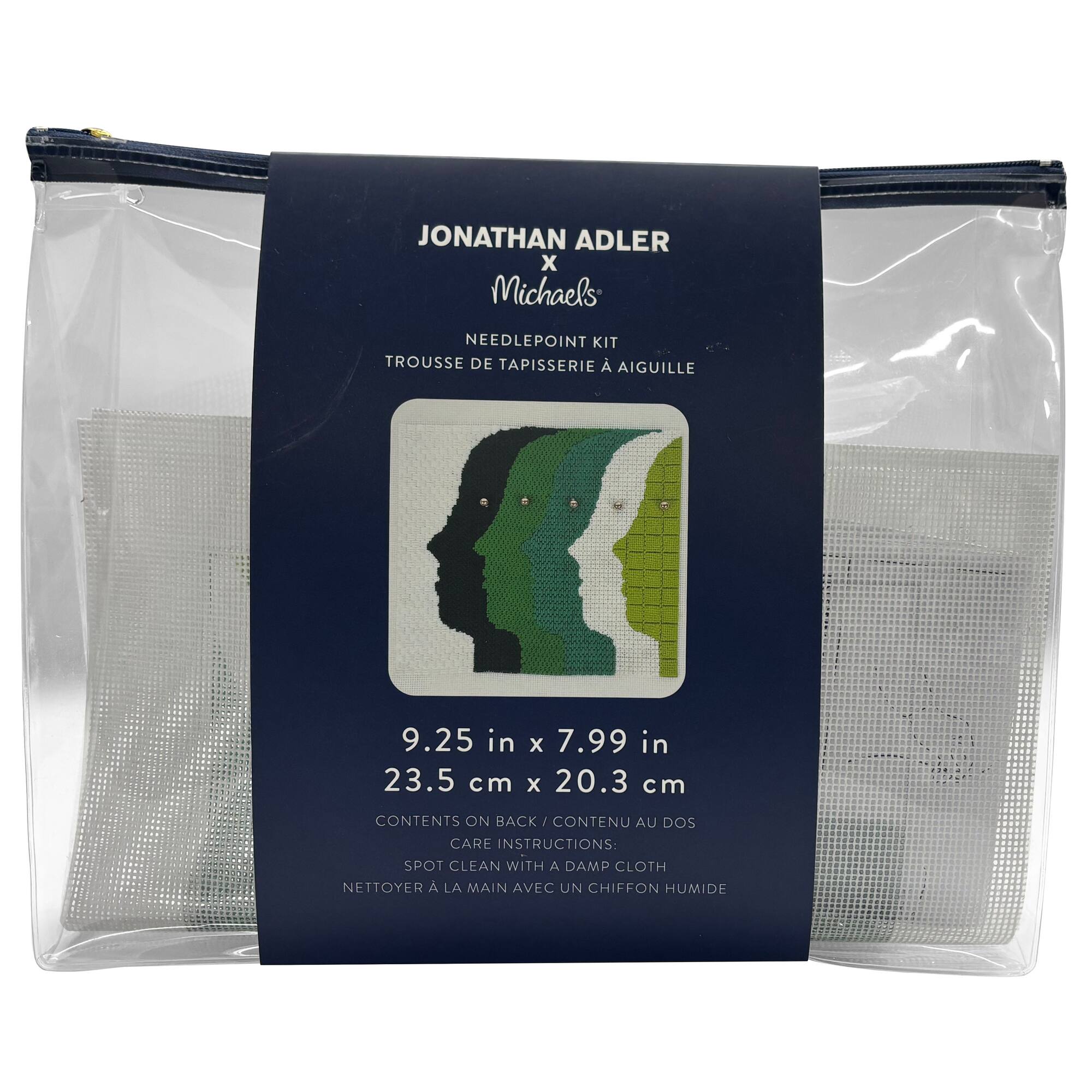 Jonathan Adler x Michaels Green & White Atlas Faces Needlepoint Kit